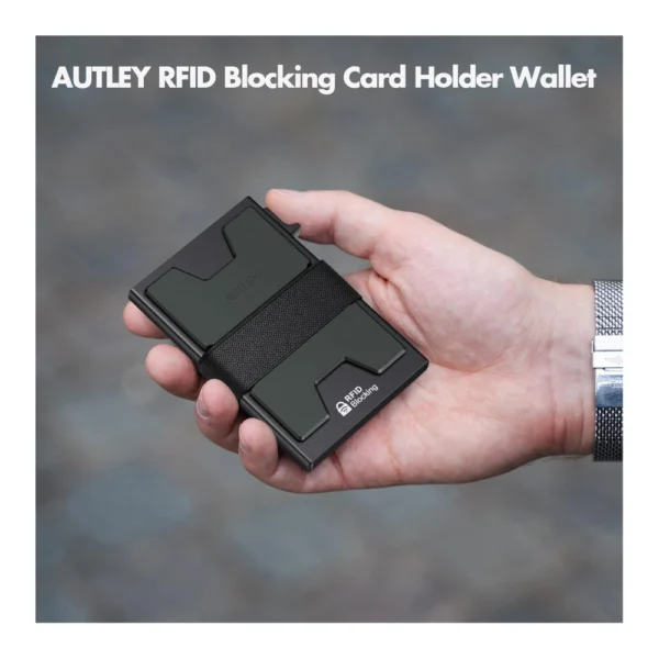 AUTLEY Slim Card Holder – Minimalist Pop-Up Wallet for Men Black - Image 5