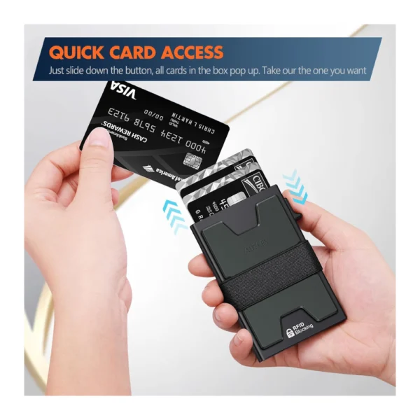 AUTLEY Slim Card Holder – Minimalist Pop-Up Wallet for Men Black - Image 2