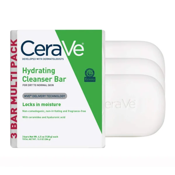 CeraVe Hydrating Cleanser Bar (3-Pack) –Soap-Free Facial