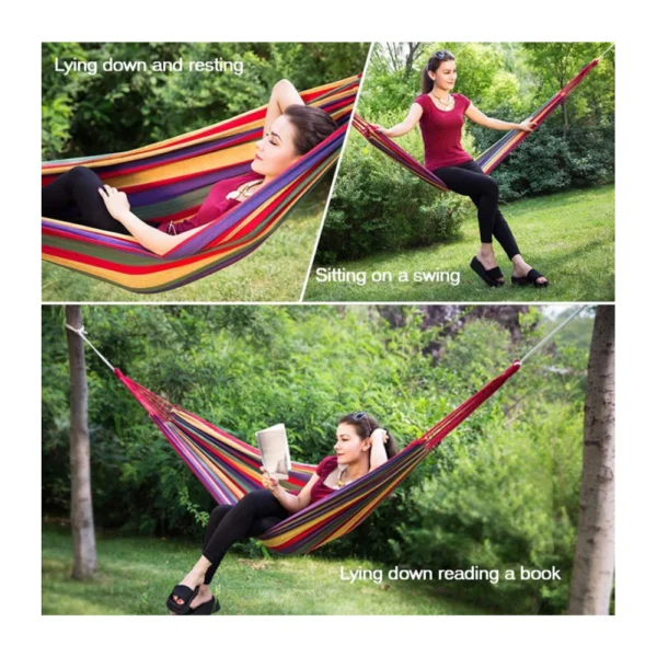 Hammock With Hanging Ropes 190x75cm Leisure Cotton - Green - Image 3