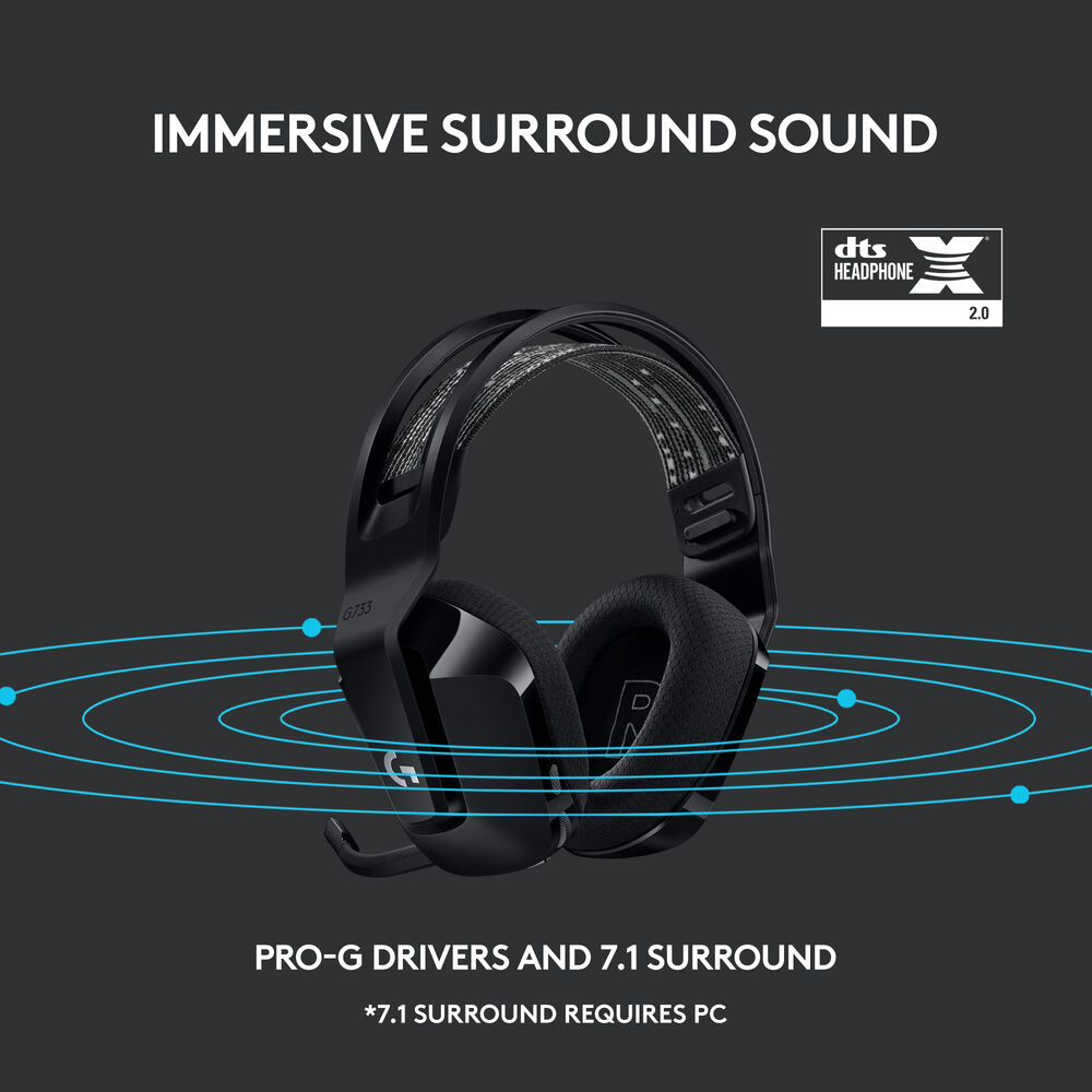 Logitech G733 LIGHTSPEED Wireless Gaming Headset – Black - Image 2