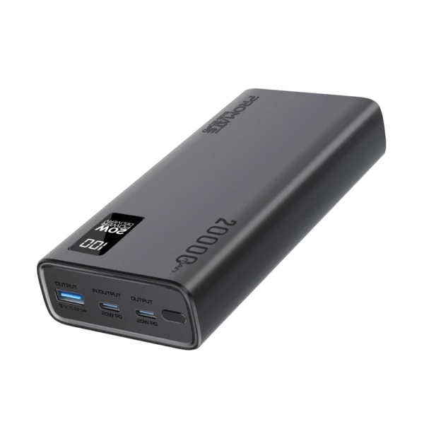 Promate 20000mAh Power Bank – 20W Fast Charging – Black