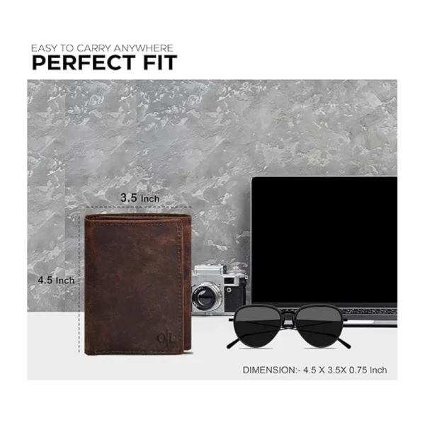 Real Leather Trifold Wallet for Men – Credit Card Holder - Image 2