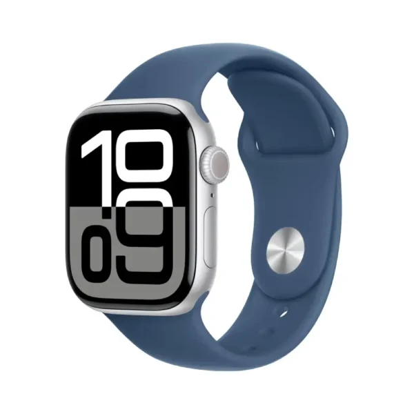 Apple Watch Series 10 (GPS) 42mm Aluminum Case with Denim Sport Band - Silver