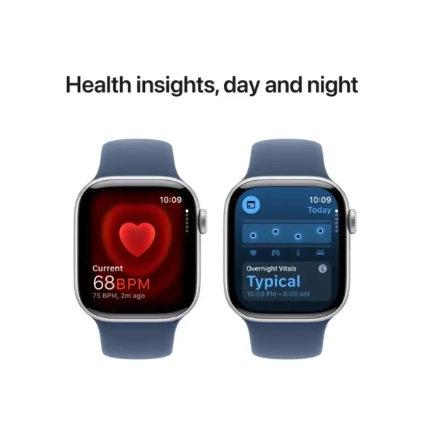 Apple Watch Series 10 (GPS) 42mm Aluminum Case with Denim Sport Band - Silver - Image 4