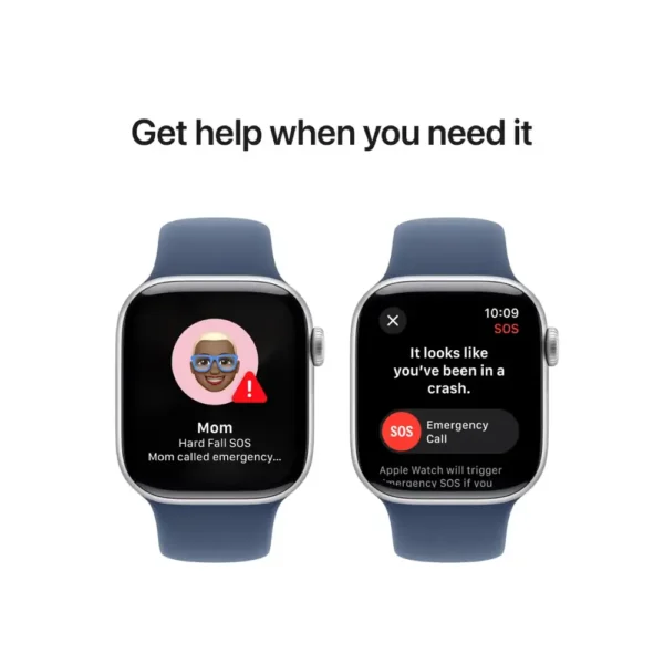 Apple Watch Series 10 (GPS) 42mm Aluminum Case with Denim Sport Band - Silver - Image 2