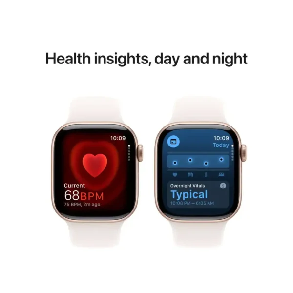 Apple Watch Series 10 (GPS) 42mm Aluminum Case with Denim Sport Band - Rose Gold - Image 2