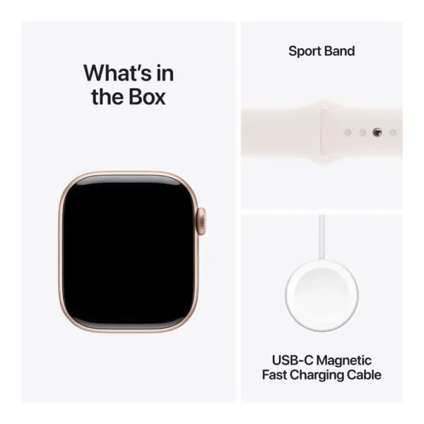 Apple Watch Series 10 (GPS) 42mm Aluminum Case with Denim Sport Band - Rose Gold - Image 4