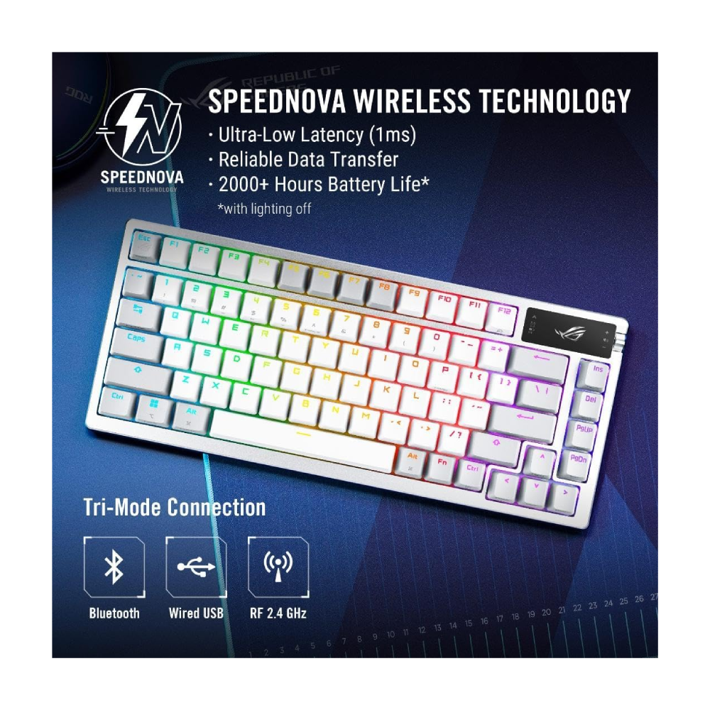 ASUS ROG Azoth 75 Wireless DIY Custom Gaming Keyboard â White - Image 4