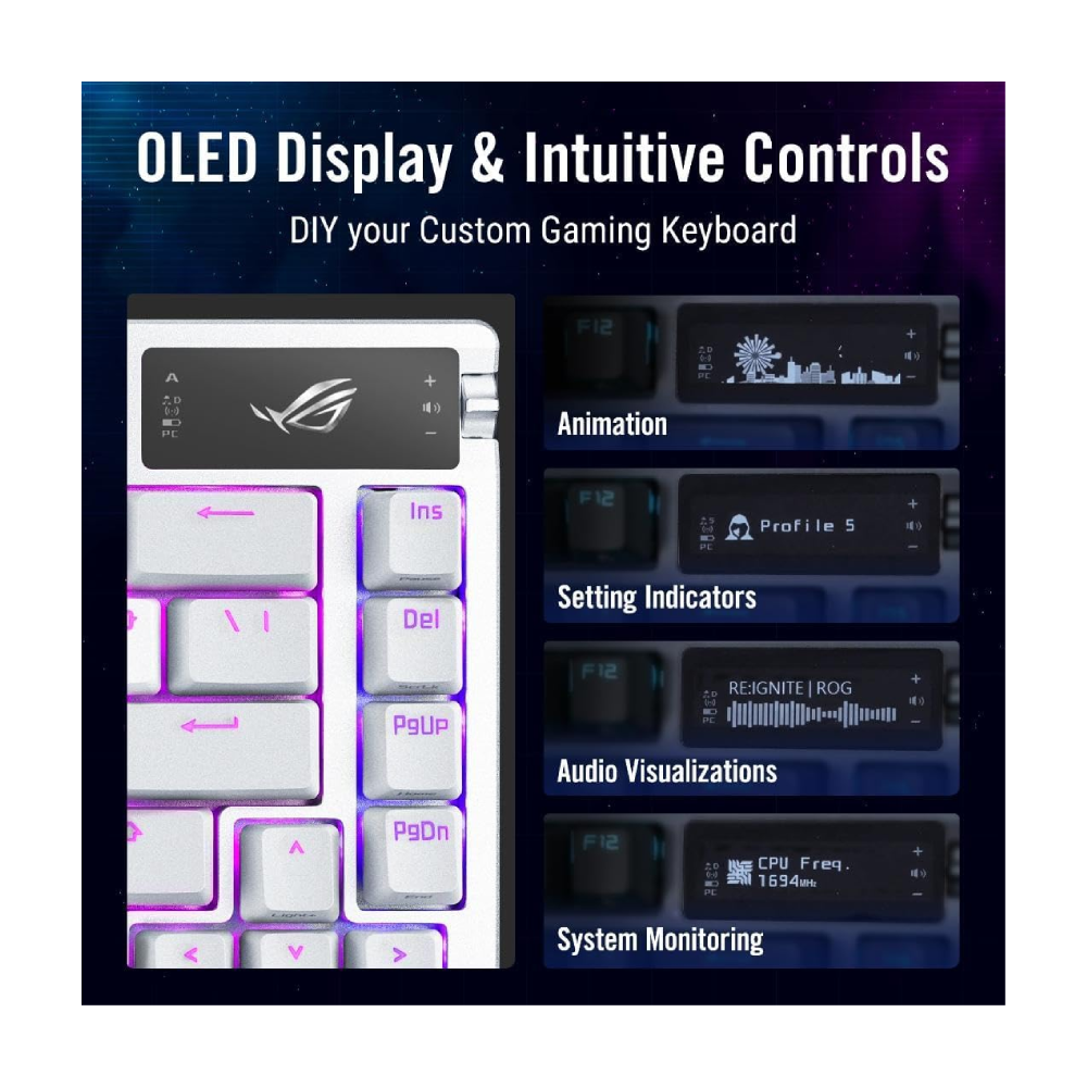 ASUS ROG Azoth 75 Wireless DIY Custom Gaming Keyboard â White - Image 3