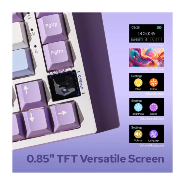 EPOMAKER Ajazz AK820 Pro Wireless Mechanical Keyboard– Purple - Image 4