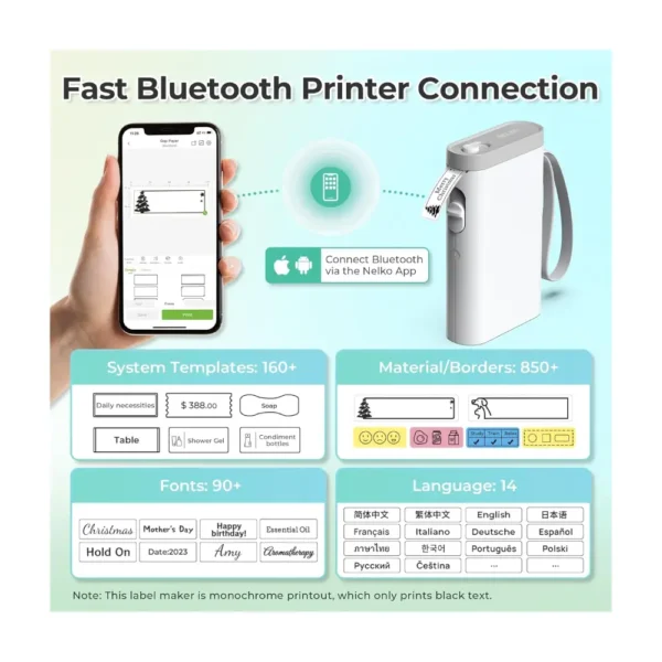 Nelko Label Maker Machine with Tape – P21 Bluetooth Label Printer - Image 5