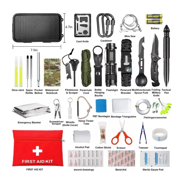 Portable Outdoor Camping Survival First Aid Kit – Waterproof - Image 2
