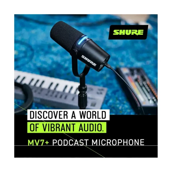 Shure MV7+ Podcast Dynamic Microphone with Stand – Black - Image 2