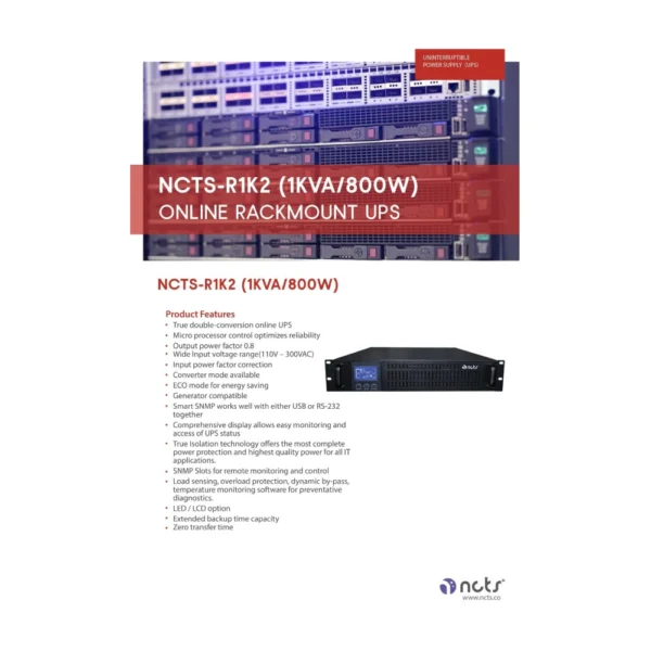 NCTS R1K2 Online Rackmount, Tower UPS – 1KVA 800W (0.8PF) - Image 3